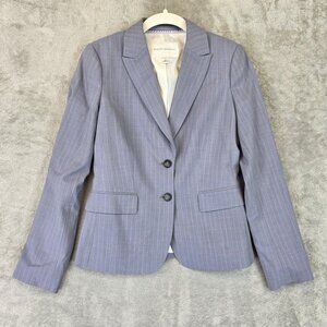 Banana Republic Blazer Womens 0 Gray Pinstripe Wool Stretch Career Office Jacket